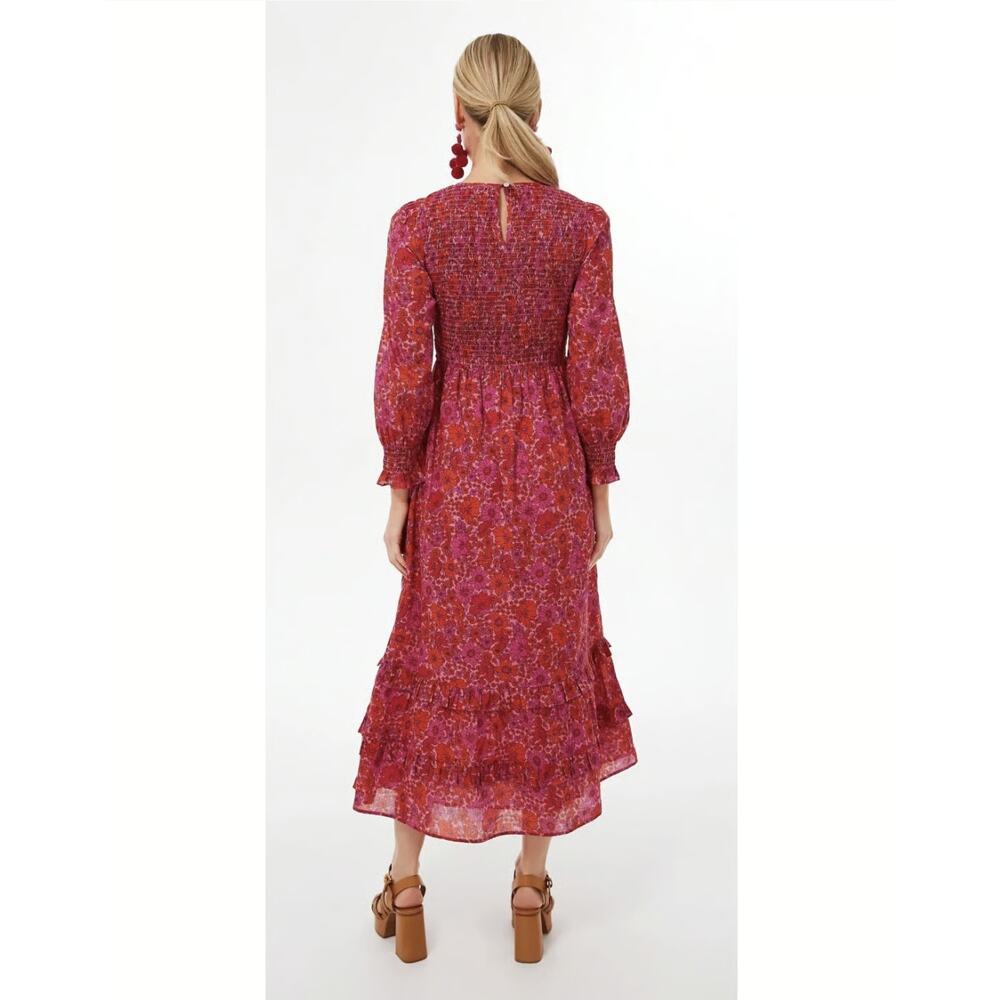 Tuckernuck Raspberry Floral Smocked Midi Dress - Picture 2 of 9